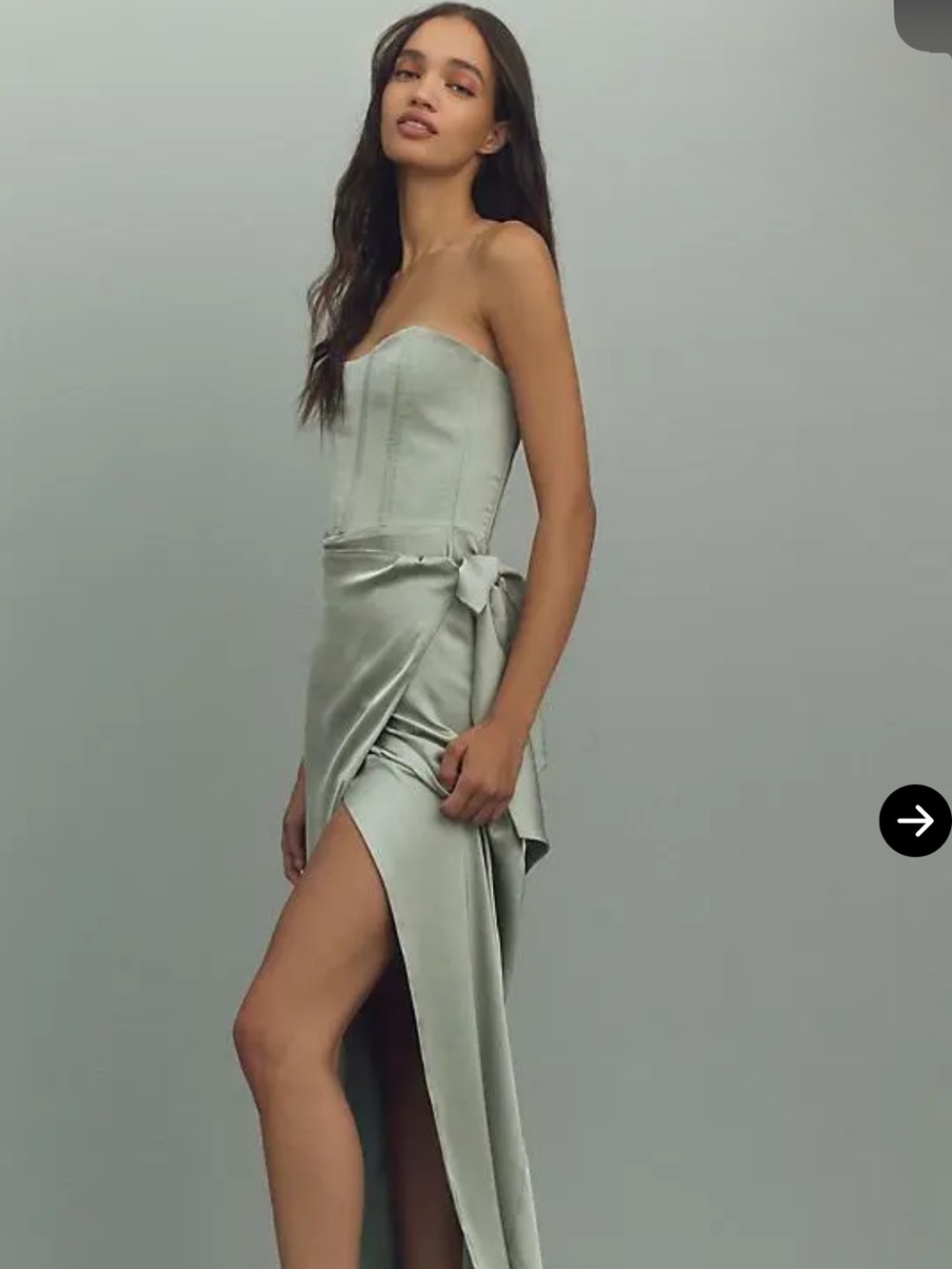 V. Chapman June Corset Jacquard Front-Slit Gown
